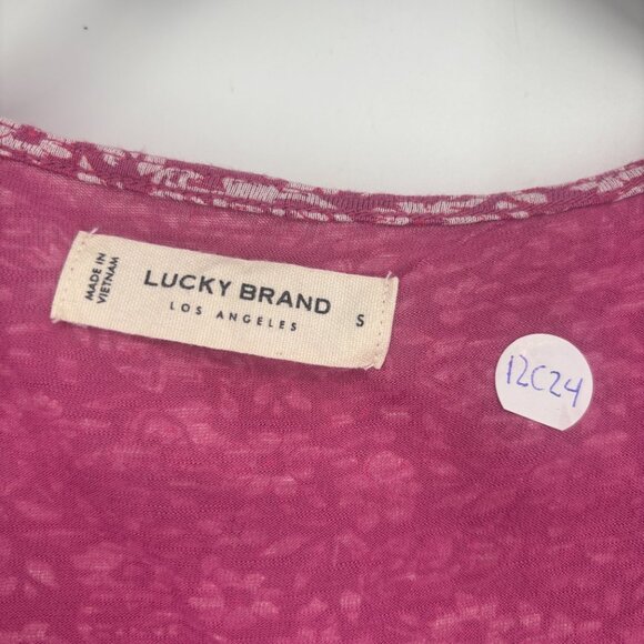 Lucky Brand Women's Wrap Rayon Printed Surplice Top Pink Multi Size Small NWOT - Picture 4 of 4